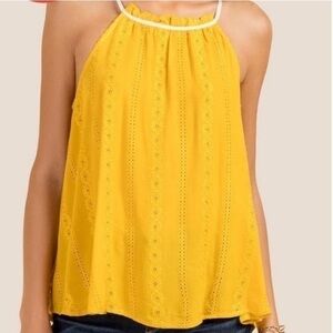 Alya high neck embroidered eyelet tank top size Small